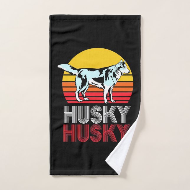 Husky Siberian Retro Vintage Hand Towel (Hand Towel)