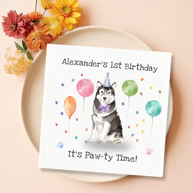 Husky Sibir Dog Birthday Party Napkin (Creator Uploaded)