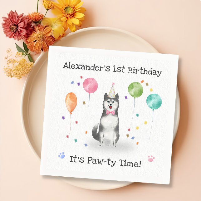 Husky Sibir Dog Birthday Party Napkin (Creator Uploaded)