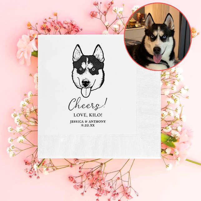 Husky Sibir Dog Personalised Cheers Napkins (Creator Uploaded)