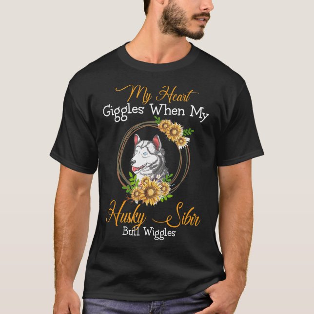 Husky Sibir My Heart Giggles  Dog Lovers T-Shirt (Front)
