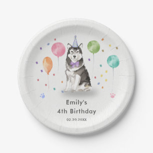 Husky Sibir Puppy Dog Kids Birthday Party Paper Plate