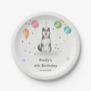 Husky Sibir Puppy Dog Kids Birthday Party Paper Plate