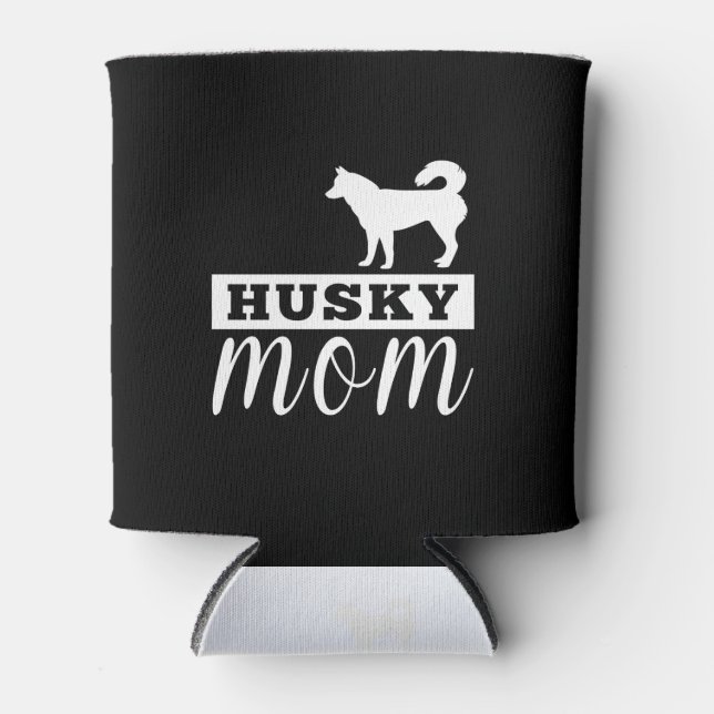 Husky Silhouette Mum Can Cooler (Front)