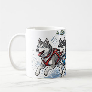 Husky Sled Team Racing Winter Coffee Mug