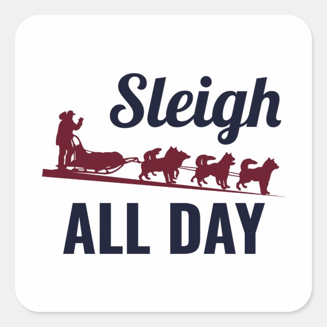 Husky Sledding Sled Dog Racing Alaskan Racers Square Sticker (Front)