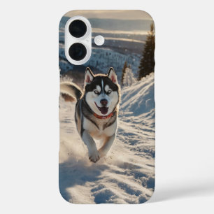 Husky Snow Run iPhone 16 Case