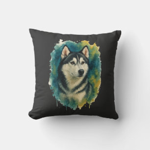 Husky Spirit Watercolor Majesty Cushion