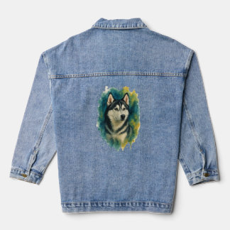 Husky Spirit Watercolor Majesty Denim Jacket