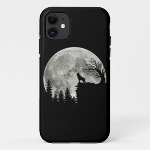 Husky Stand On Mountain Spooky Halloween Moon iPhone 11 Case