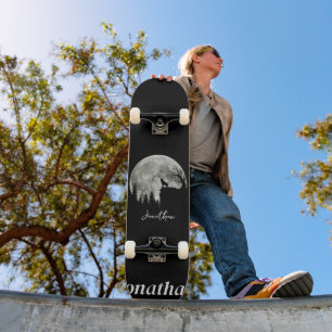 Husky Stand On Mountain Spooky Halloween Moon Skateboard