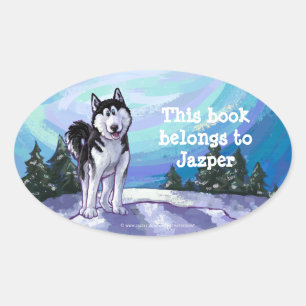 Husky Stationery Oval Sticker