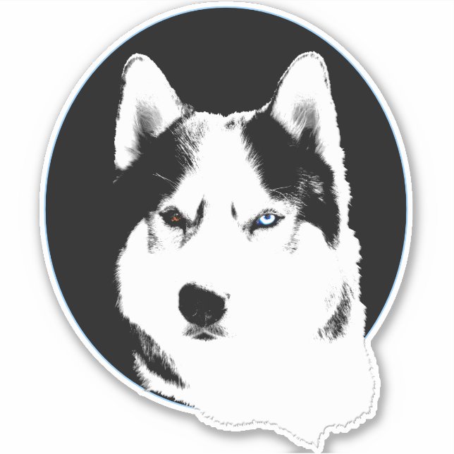 Husky Stickers Bi-Eye Husky Malamute Decals (Front)