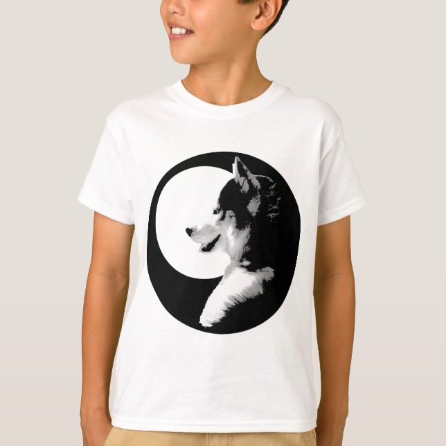 Husky T-Shirt Kids Sled Dog Kid Husky Ringer Shirt (Front)
