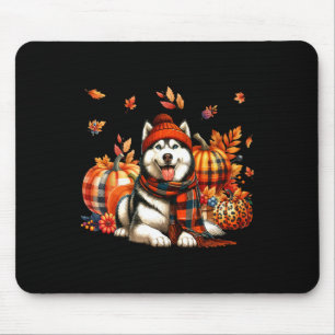 Husky Thanksgiving Leopard Pumpkins Fall Leaves Lo Mouse Mat