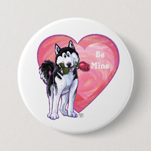Husky Valentine's Day 7.5 Cm Round Badge