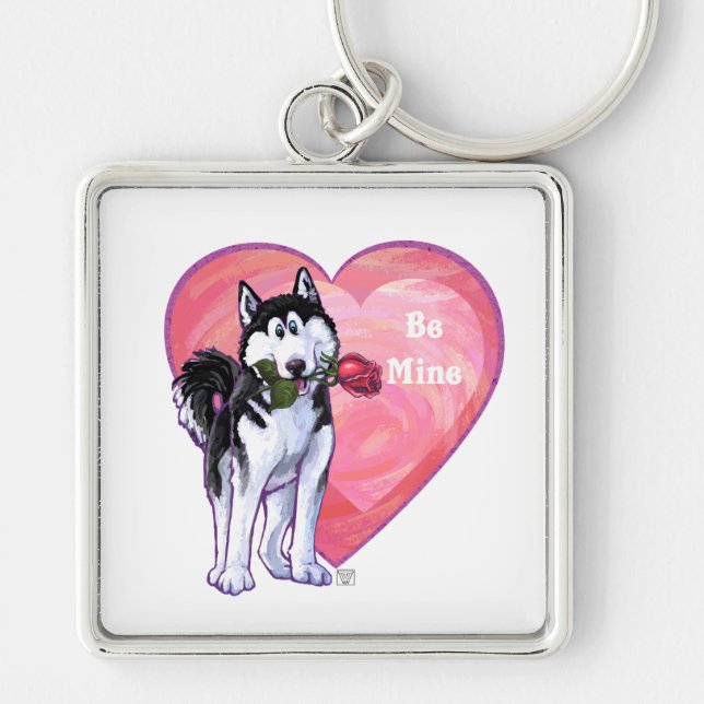 Husky Valentine's Day Key Ring (Front)