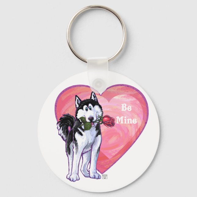 Husky Valentine's Day Key Ring (Front)