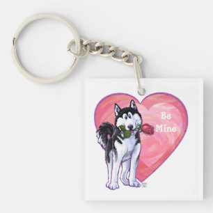 Husky Valentine's Day Key Ring