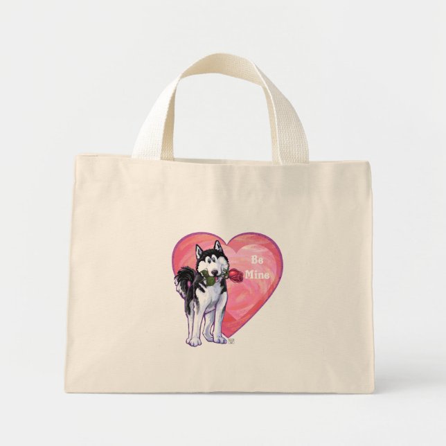 Husky Valentine's Day Mini Tote Bag (Front)