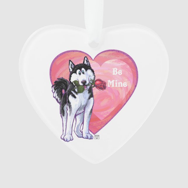 Husky Valentine's Day Ornament (Front)