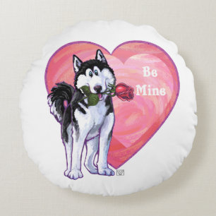 Husky Valentine's Day Round Cushion
