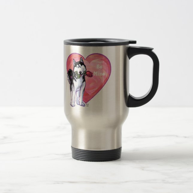 Husky Valentine's Day Travel Mug (Right)