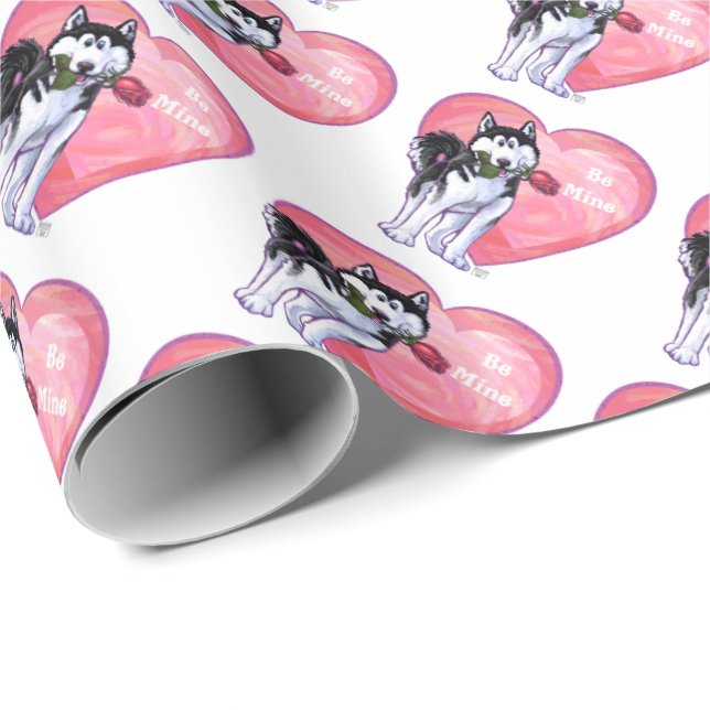 Husky Valentine's Day Wrapping Paper (Roll Corner)