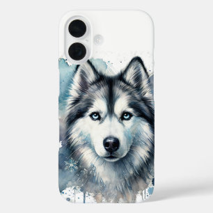 Husky Watercolor Art iPhone 16 Case