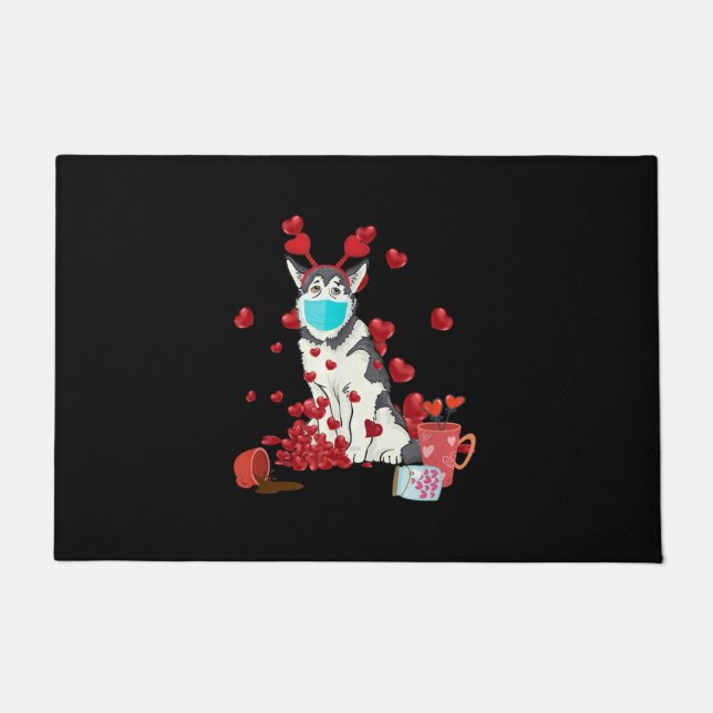 Husky Wear Face Mask | Valentines Day Gift Doormat (Front)