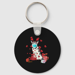 Husky Wear Face Mask Valentines Day Gift Key Ring