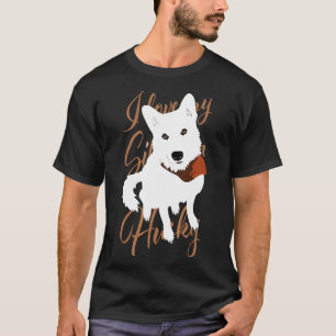 Husky White Brown Eyes Snow Dog T-Shirt