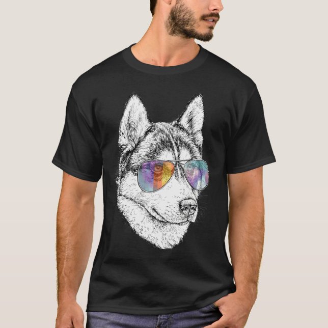 Husky With Aviators T-Shirt (Front)