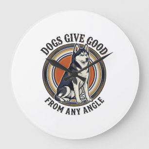 Husky Wordplay Tee Vintage Engraving Dog Quote Des Large Clock