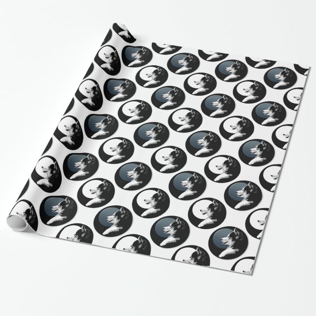 Husky Wrapping Paper Husky Puppy Sled Dog Paper (Unrolled)