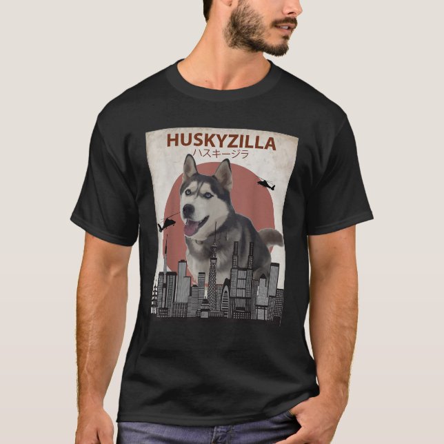 Huskyzilla Funny Siberian Husky T Shirt Dog Lovers (Front)