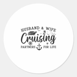 Husnd And Wife Cruise 2025 Matching Couple Cruisin Classic Round Sticker