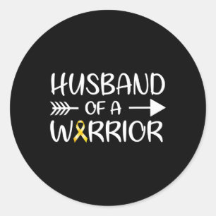 Husnd Of A Warrior Childhood Cancer Awareness Ribb Classic Round Sticker