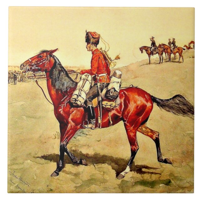 Hussar Russian Guard Corps, Remington painting Tile (Front)