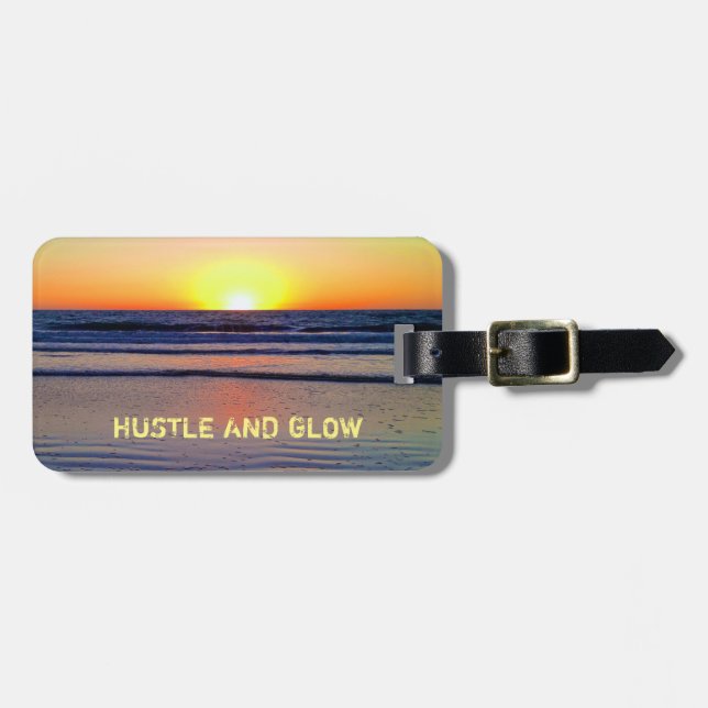 Hustle and Glow Sunset Vibes Luggage Tag (Front Horizontal)