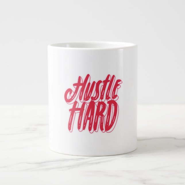 Hustle and Heart Quote Design Large Coffee Mug (Front)