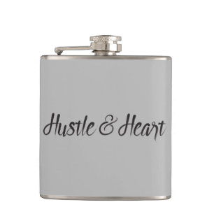 Hustle and Heart Typography Hip Flask