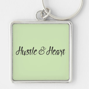 Hustle and Heart Typography Key Ring