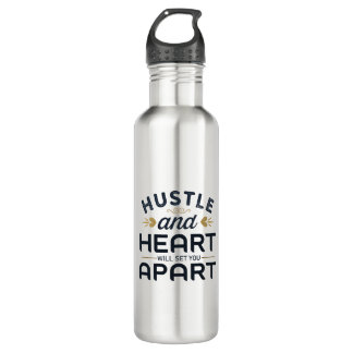 Hustle and heart will set you apart water bottle