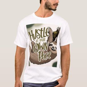 Hustle at Your Own Pace’ Sloth Graphic T-Shirt