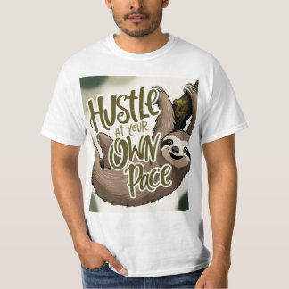 Hustle at Your Own Pace’ Sloth Graphic T-Shirt
