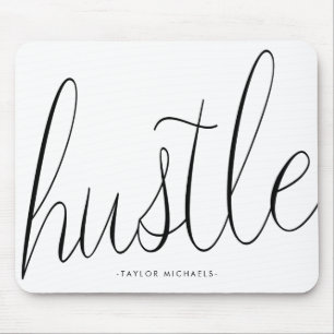Hustle Black and White with Name Mousepad