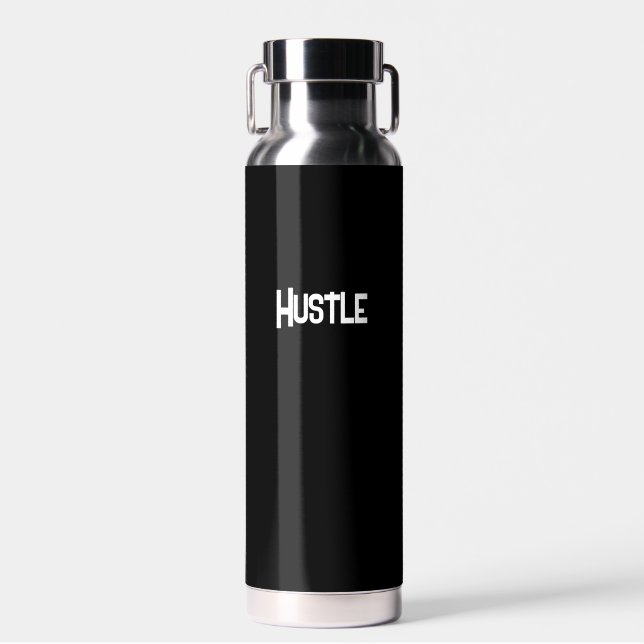 Hustle Black/Silver Water Bottle (Front)