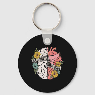 Hustle Drug Soul Floral Brain Mental Health Awaren Key Ring