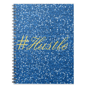 Hustle Faux Blue Glitter Design Notebook